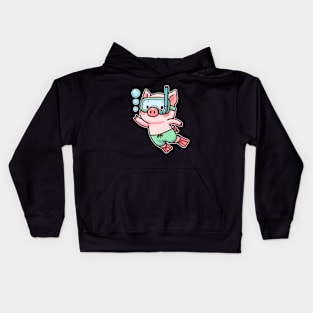 Cute pig Snorkeling Kids Hoodie